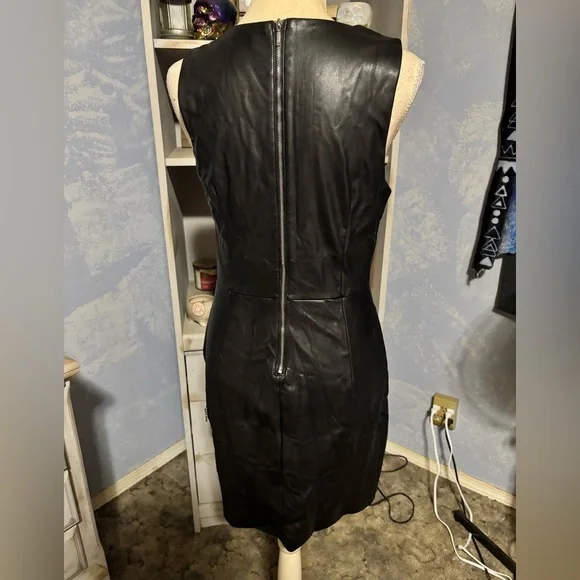 Dynamite Black Faux Leather Mini Dress side zipper #punk - Picture 6 of 12